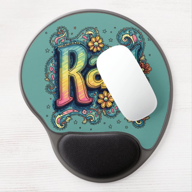 Rad 70s Groovy Psychedelic Aesthetic Gel Mouse Pad (Left Side)