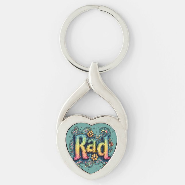Rad 70s Groovy Psychedelic Aesthetic Keychain (Front)