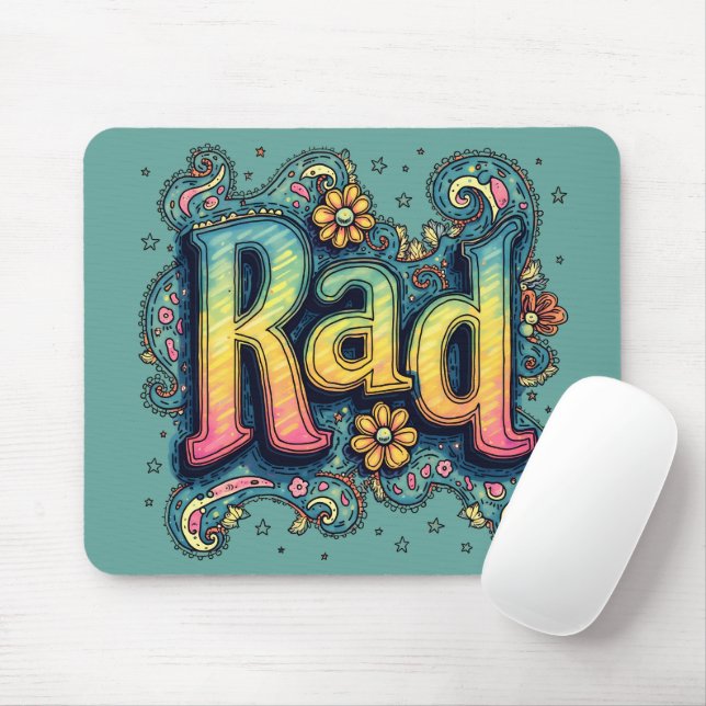 Rad 70s Groovy Psychedelic Aesthetic Mouse Pad (With Mouse)