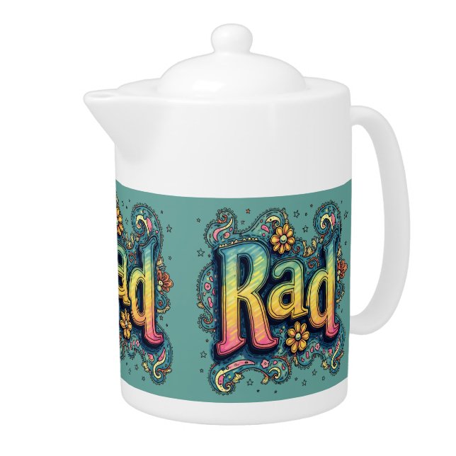 Rad 70s Groovy Psychedelic Aesthetic Teapot (Right)