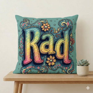 Rad 70s Groovy Psychedelic Aesthetic Throw Pillow