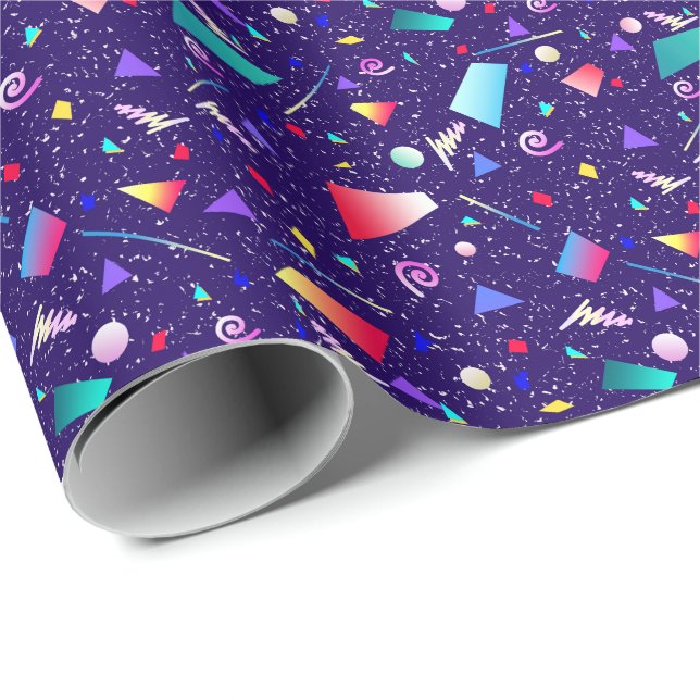 Rad 80's|90's Retro Colorful Throwback Pattern Wrapping Paper (Roll Corner)