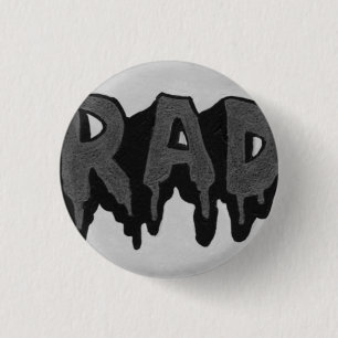 'Rad' Black and White Grunge Badge Pinback Button