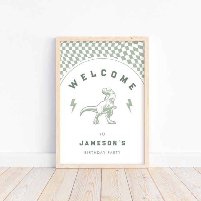 Rad Boys Dinosaur Green Birthday Welcome Poster (Creator Uploaded)