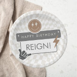 Rad Cool Dude Boys' Birthday Paper Plate<br><div class="desc">Hang loose with this skater-inspired boys' party plate,  featuring rad happy faces,  stellar patterns and bold components. Every element of this design can be color customized to fit your needs.</div>