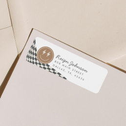 Rad Cool Dude Boy&#39;s Checkered Retro Return Address Label