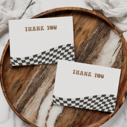 Rad Cool Dude Boy&#39;s First Birthday Checkered Retro Thank You Card