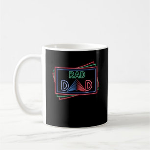 Rad Dad 1980's Retro Fathers Day Neon Color Coffee Mug