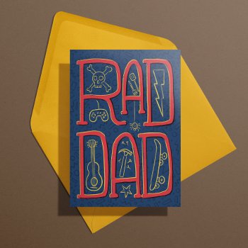 Rad Dad Blue Doodle Father's Day Greeting Card by 2BirdStone at Zazzle