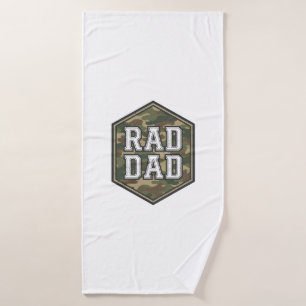 Rad Dad Camo Hexagon Vintage Engraving Design_1 Bath Towel