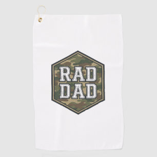Rad Dad Camo Hexagon Vintage Engraving Design_1 Golf Towel