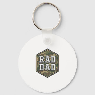 Rad Dad Camo Hexagon Vintage Engraving Design_1 Keychain