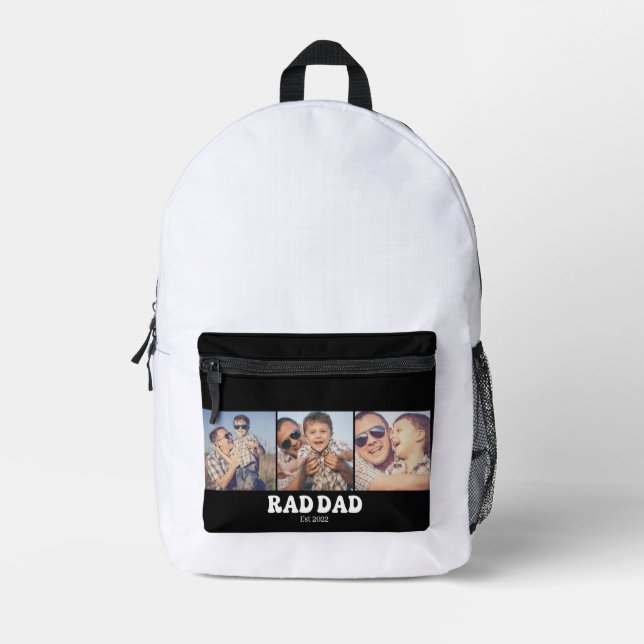 Rad Dad Est. Retro 3 Photo Printed Backpack (Front)