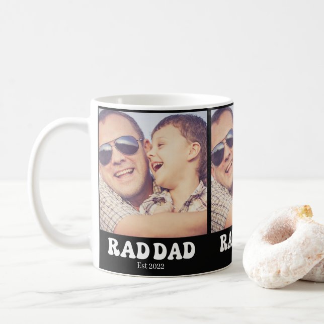 Rad Dad Est. Retro Photo Coffee Mug (With Donut)