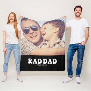 Rad Dad Est. Retro Photo Fleece Blanket