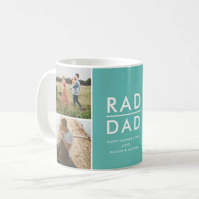 Rad Dad Father's Day Photo Collage Coffee Mug (Front Left)