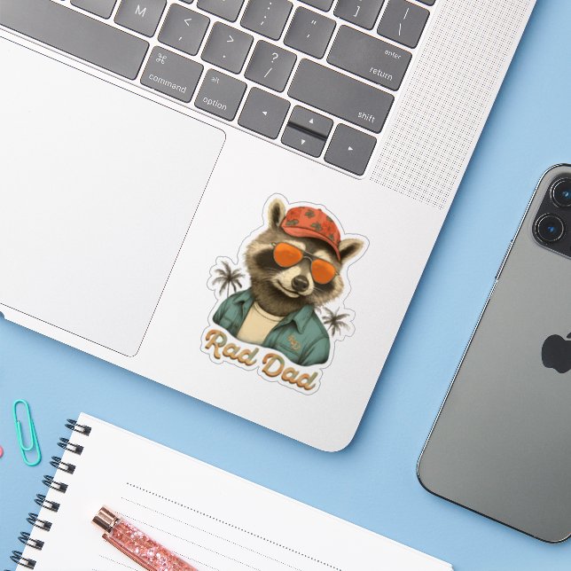 Rad Dad Funny Happy Father's Day Vintage Sticker (Laptop w/ iPhone)