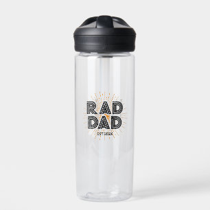 Rad Dad Kid's Gift To Father Black Typography Water Bottle