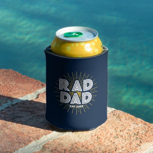 Rad Dad Kids Gift To Father White Typography  Can Cooler