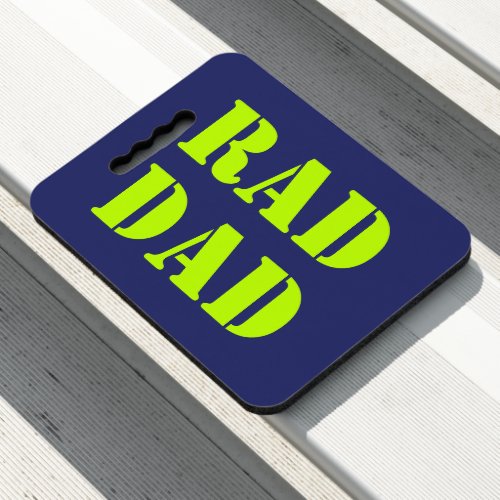 Rad Dad neon green and navy blue modern typography Seat Cushion