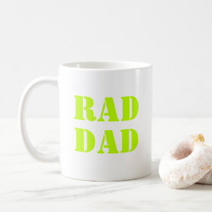 Rad Dad neon green modern typography cool Coffee Mug