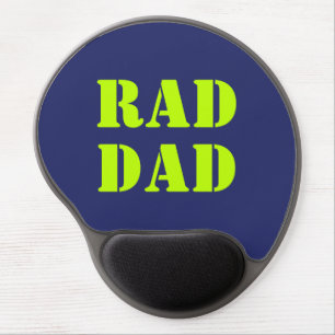 Rad Dad neon green navy blue modern cool Gel Mouse Pad