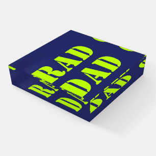 Rad Dad neon green navy blue modern cool Paperweight