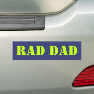 Rad Dad neon green navy blue modern typography Car Magnet