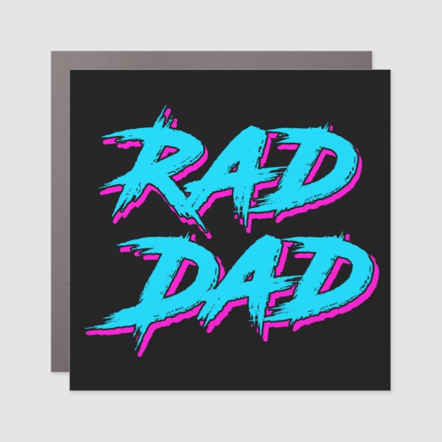 Rad Dad Retro 80's Car Magnet (Front)