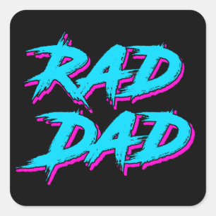 Rad Dad Retro 80's Square Sticker
