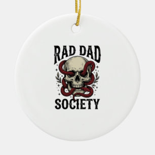 Rad Dad Society Vintage Skull Snake Shirt Design_1 Ceramic Ornament