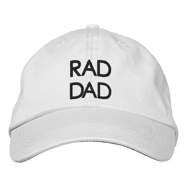 Rad Dad white black custom minimalist modern cool Embroidered Baseball Cap (Front)