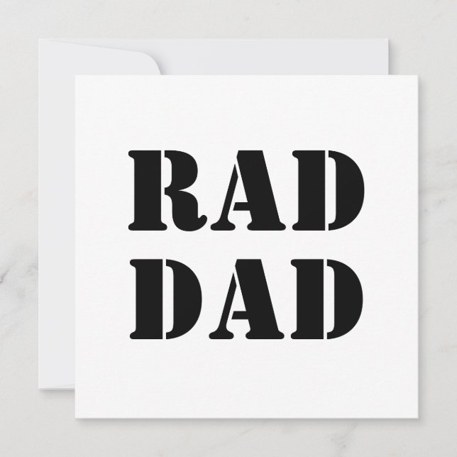 Rad Dad white & black modern typography card (Front)