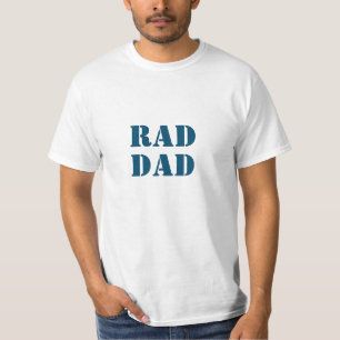 Rad Dad white & teal blue modern typography cool T-Shirt