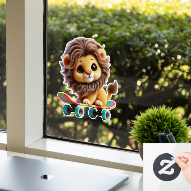 Rad Lion on a Roll Window Cling (Office)