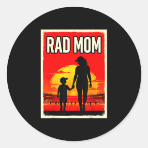 Rad mom mother and son soccer mom sunset classic round sticker