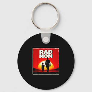 Rad mom mother and son soccer mom sunset keychain