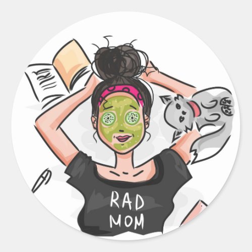 Rad Moms Relaxing Day Off Classic Round Sticker