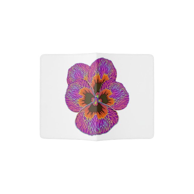 Rad Purple Posh Flower Flair Deviant Hipster Rave Passport Holder (Opened)