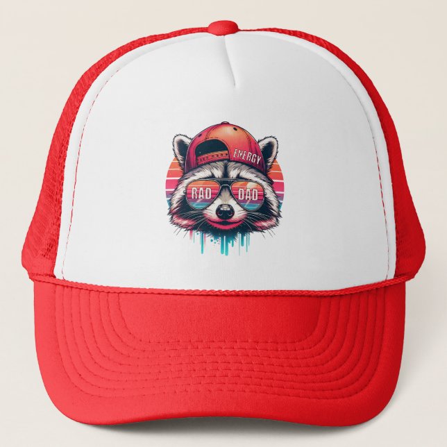 Rad Raccoon—Cool Dad Energy  Trucker Hat (Front)