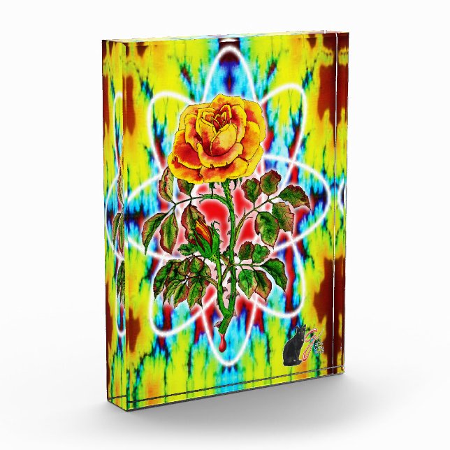 Rad Rad Rose Color Illustration Acrylic Block (Left)