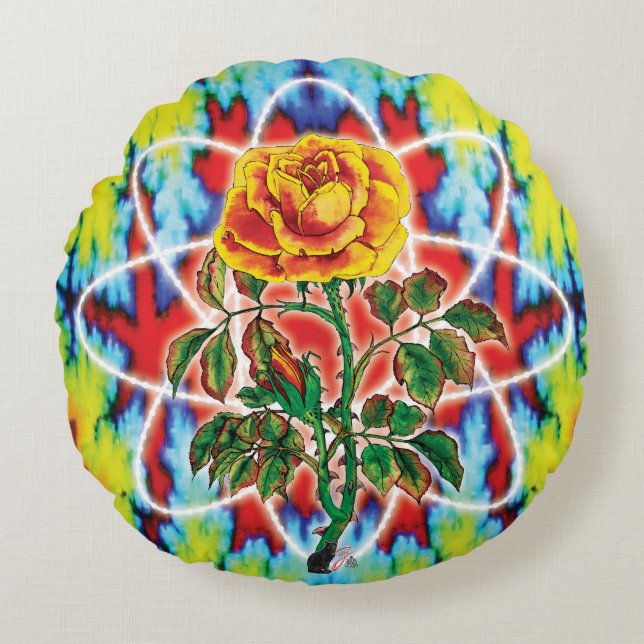 Rad Rad Rose Round Pillow (Front)