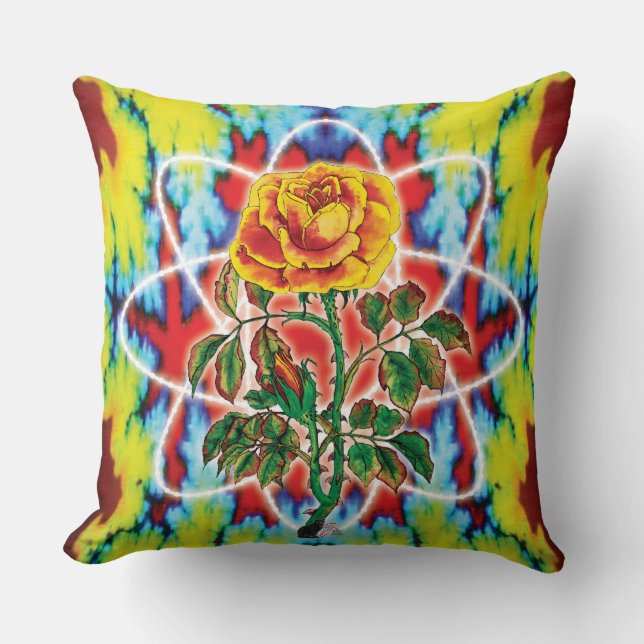 Rad Rad Rose Throw Pillow (Front)