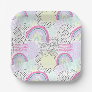 Rad Rainbow 90's Style Little Girl Birthday Party Paper Plates
