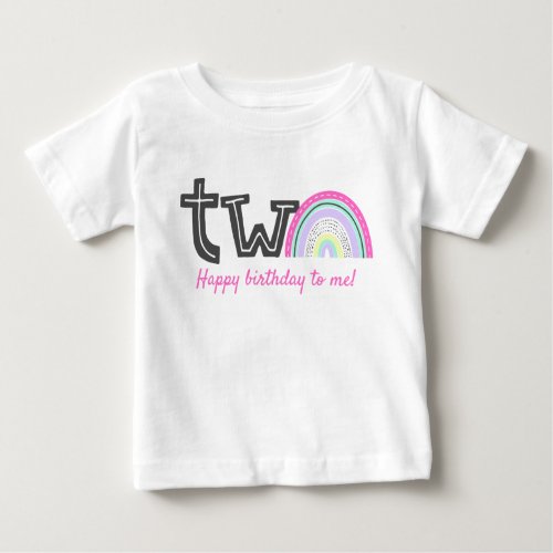 Rad Rainbow Girls 2nd Birthday Party Cute TWO Baby T_Shirt