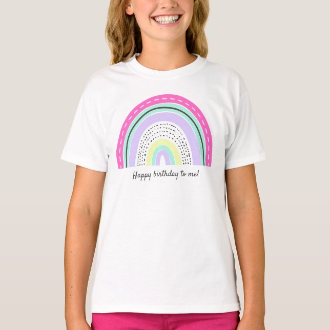 Rad Rainbow Girl's Birthday Cute Coordinated Party T-Shirt (Front)