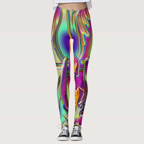 Rad Rainbow Posh Flower Flair Deviant Hipster Rave Leggings