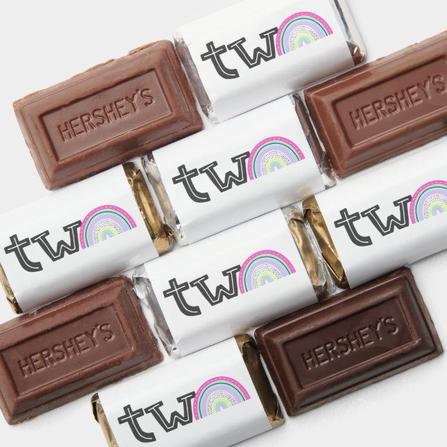 Rad Rainbow TWO Baby Girl 2nd Birthday Party Cute Hershey's Miniatures (Assorted)