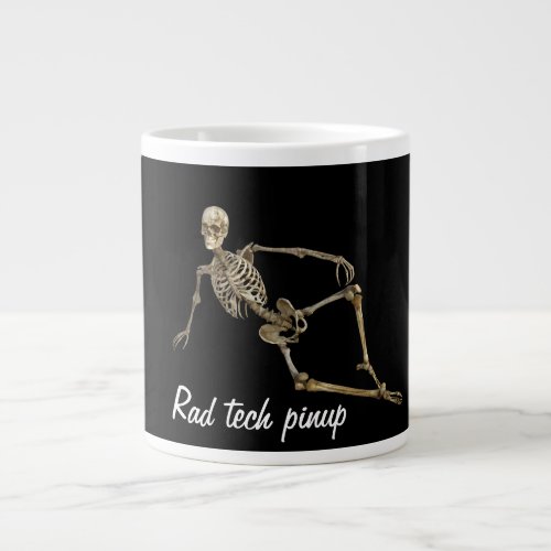 Rad tech pinup with reclining skeleton Giant Coffee Mug