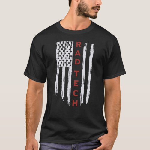 Rad Tech Retro American Flag 4th of July Radiology T_Shirt